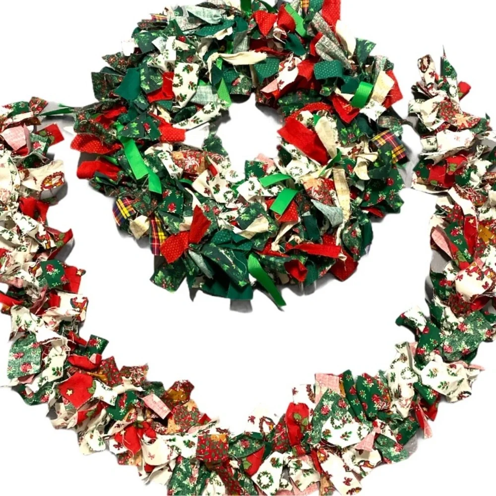 Artisan Handmade Fabric Wreath And Garland